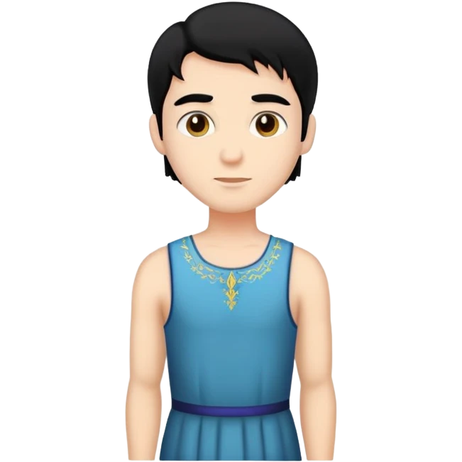 Meditation, black hair, with dress, man emoji
