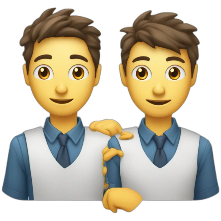 2 mains symétriques collées avec pouce index et majeur levés et orbiculaire et l’annulaire baissé emoji