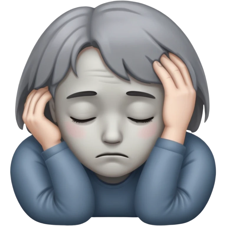 depression slumped posture gray background downcast eyes emoji