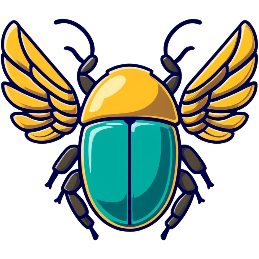 ancient Egyptian scarab beetle with metallic mechanical wings emoji