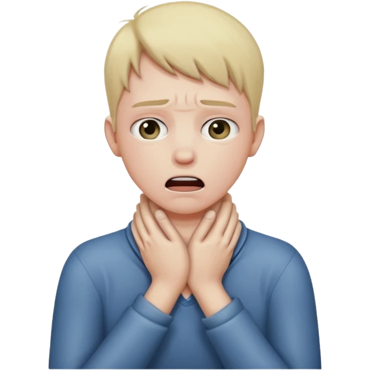 face choking with hands around neck, distressed expression emoji