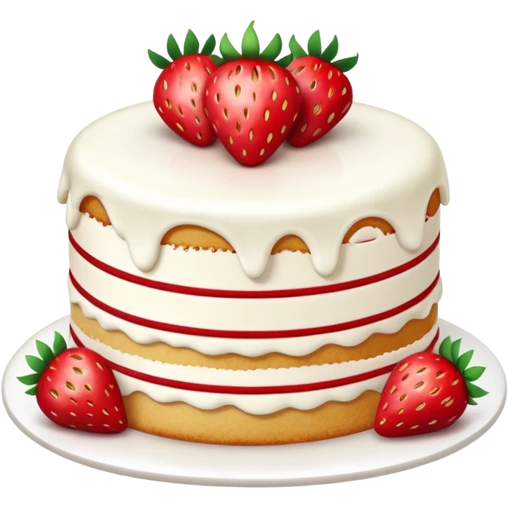 Tasty vanilla strawberry cake cartoon style  emoji