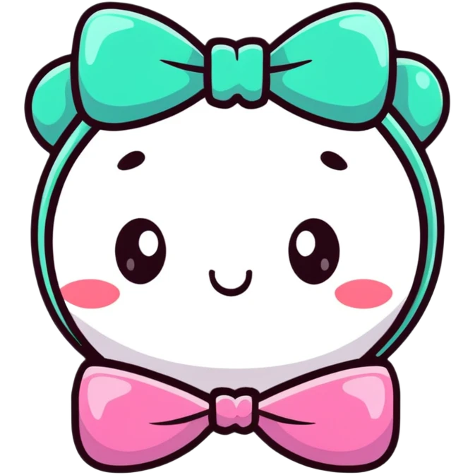 kawaii bow with face and sparkles emoji