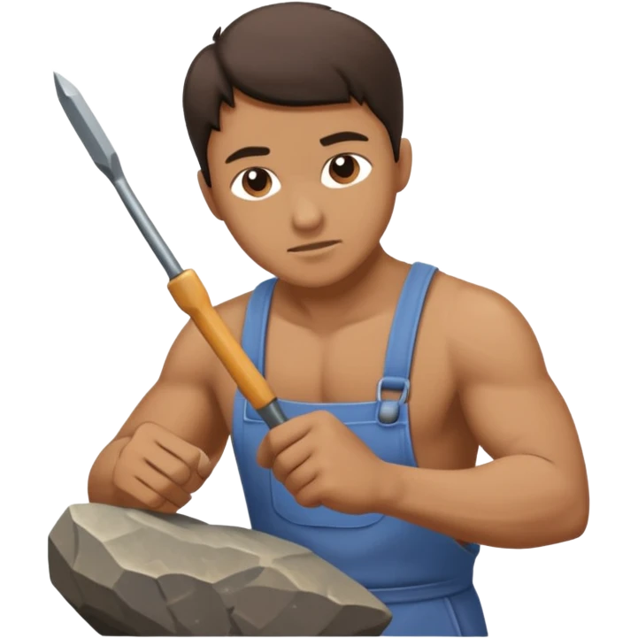 a sculptor during sculpting rock emoji