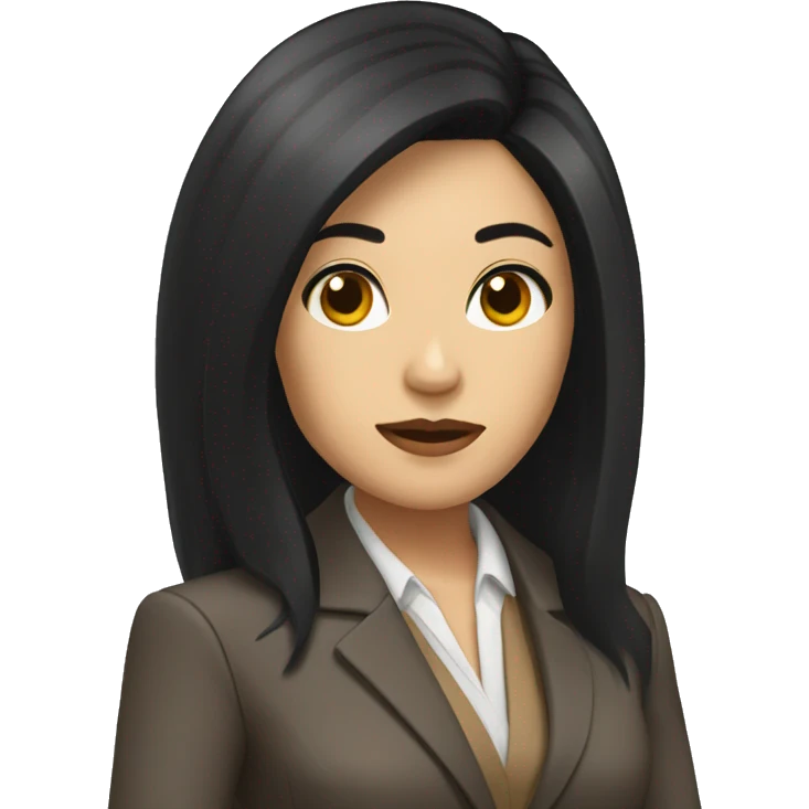 Female defense attorney with long black hair with brown suit emoji