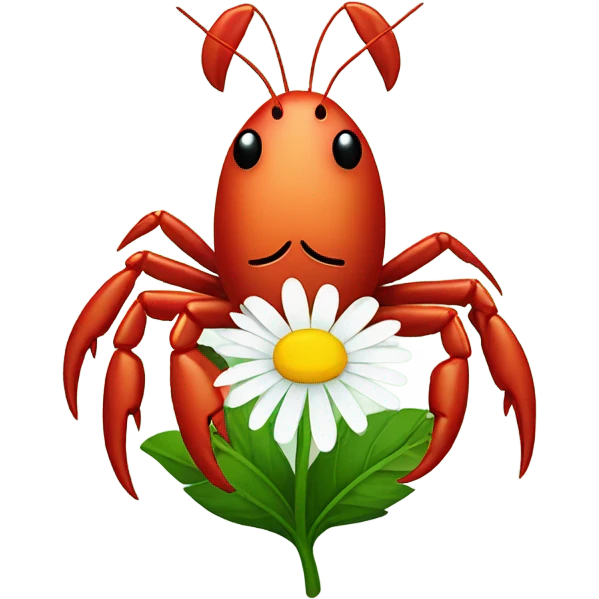 Crawfish holding a daisy emoji