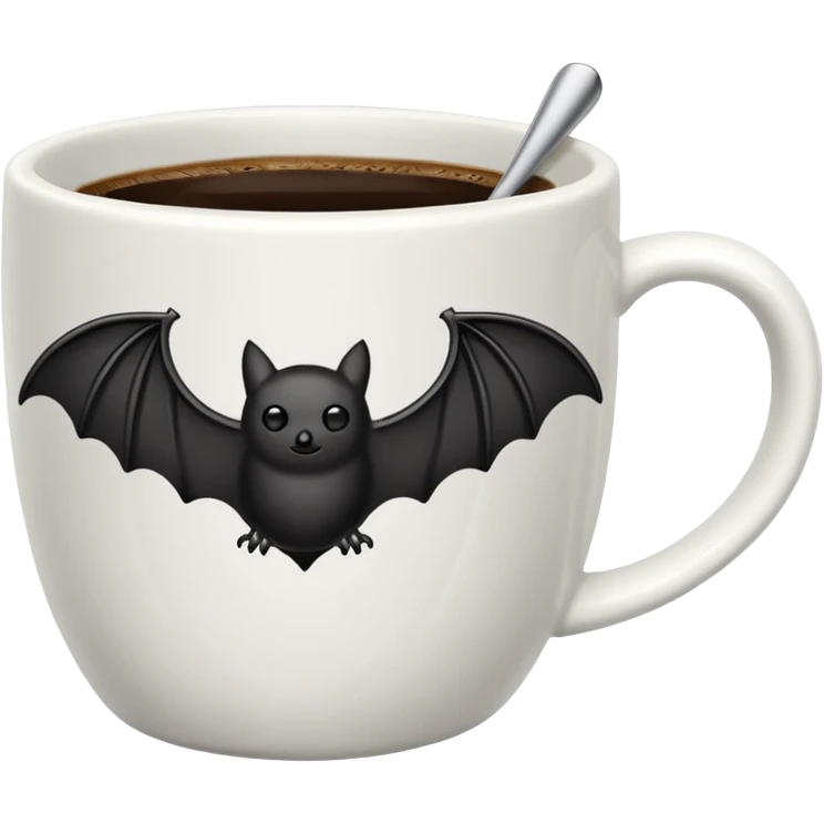 a coffeecup with a bat on it emoji