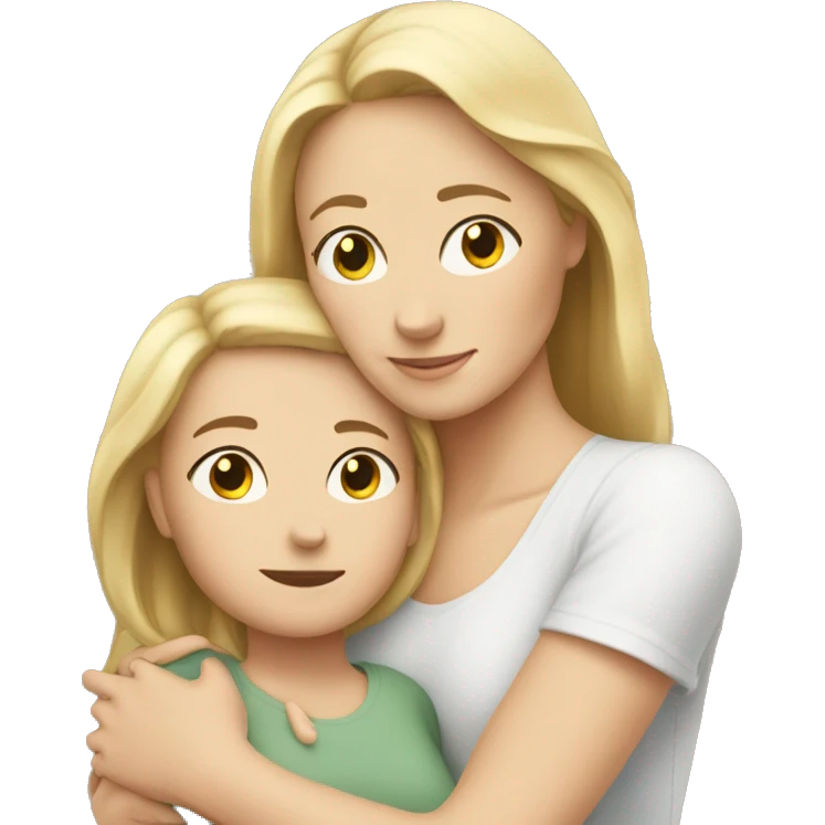 White Mom holding white daughter and hugging emoji