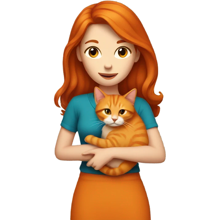 Redhead woman with orange cat emoji