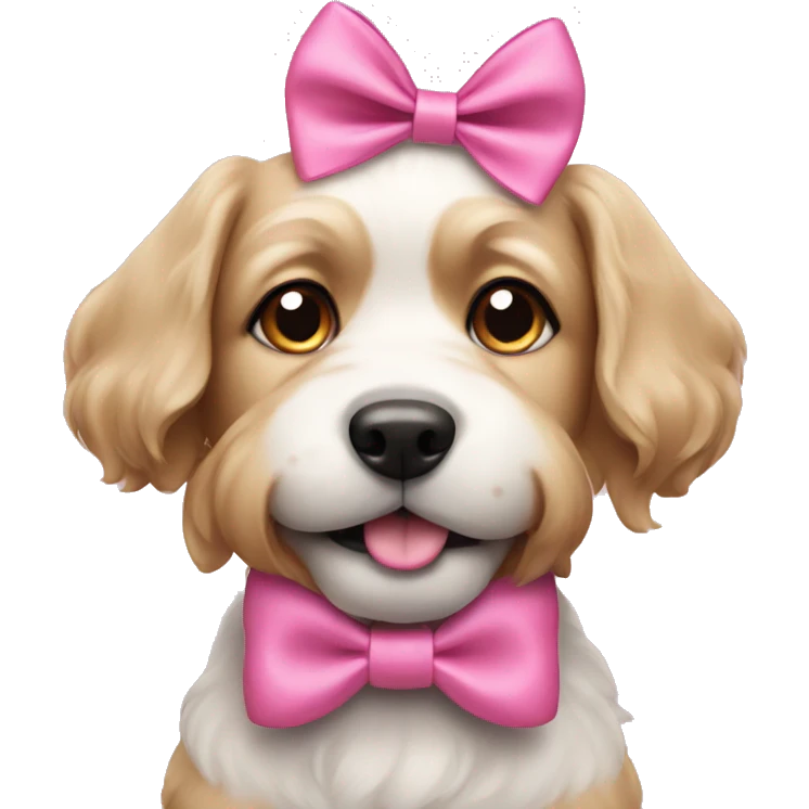 A dog wearing a pink bow emoji