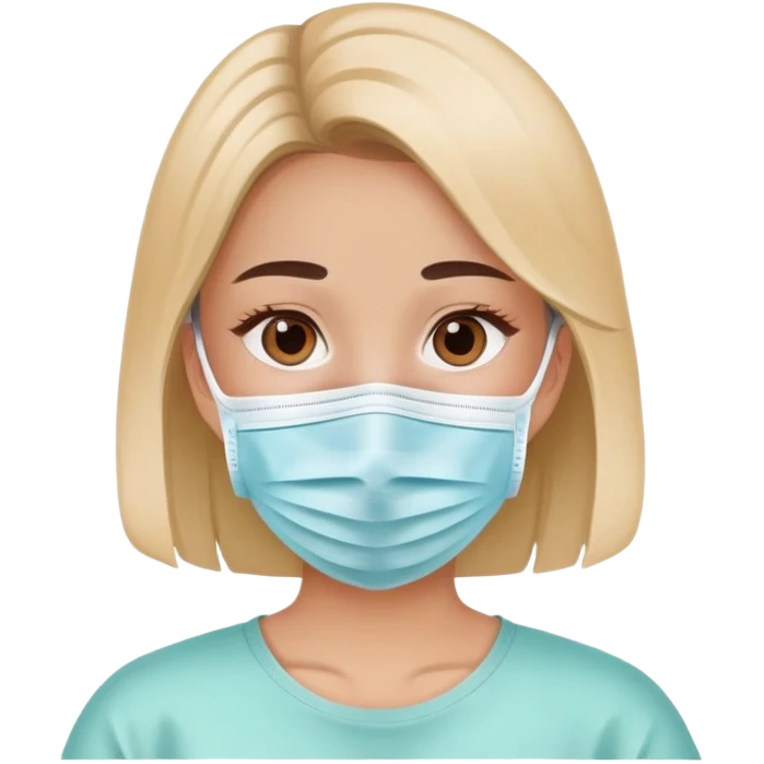 Girl wearing a COVID medical face mask emoji