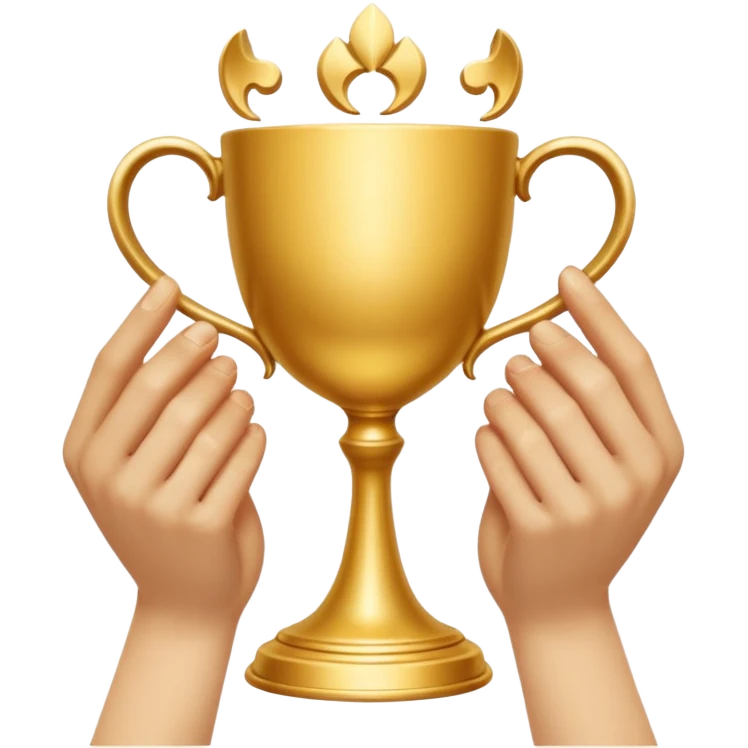 four hands hold a golden cup emoji