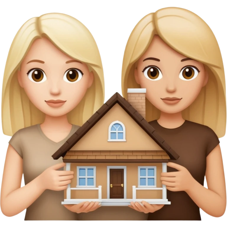 Draw 3 women one blonde two brunettes holding a home title emoji