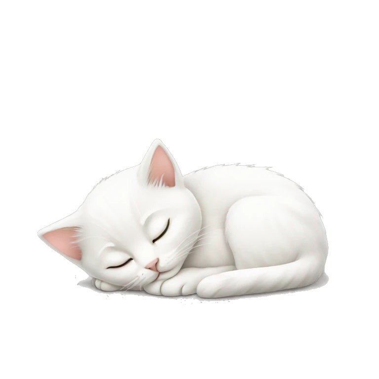white kitten sleeping emoji