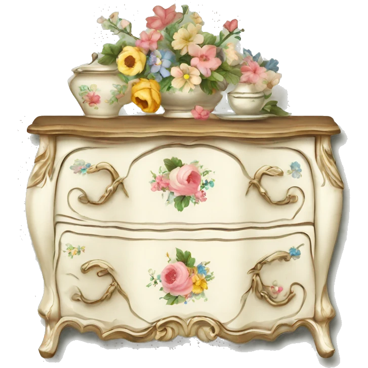 vintage rococo dainty floral dresser emoji