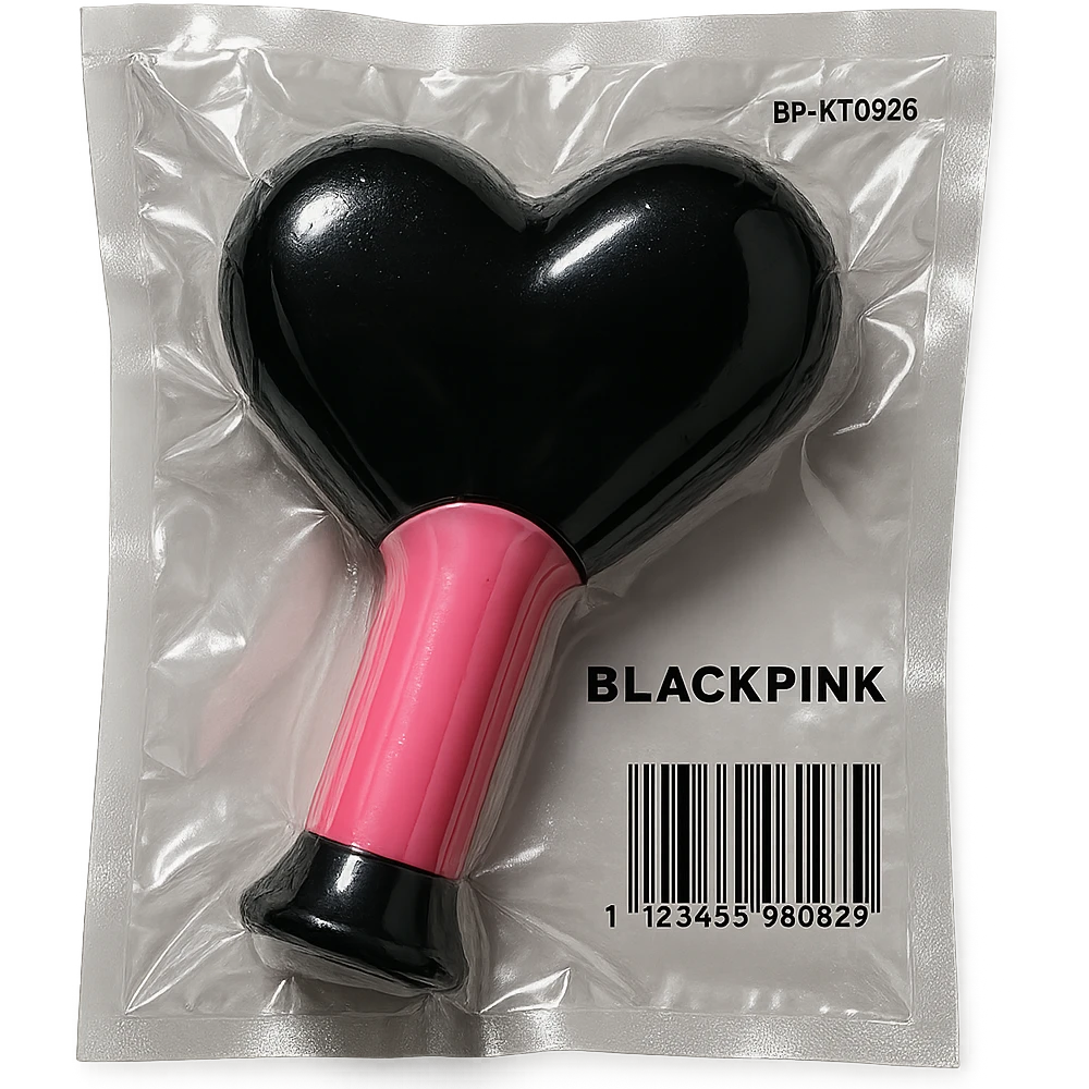 BLACKPINK-inspired object, black and pink colors, shiny and tightly wrapped appearance emoji