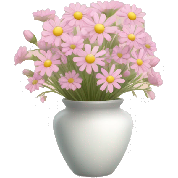 Bouquet of light pink wildflowers in a vase w emoji