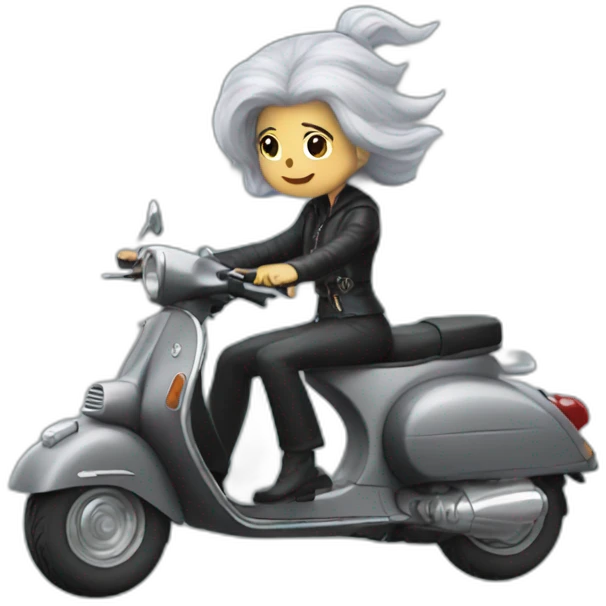 mod witch gray hair on vespa emoji