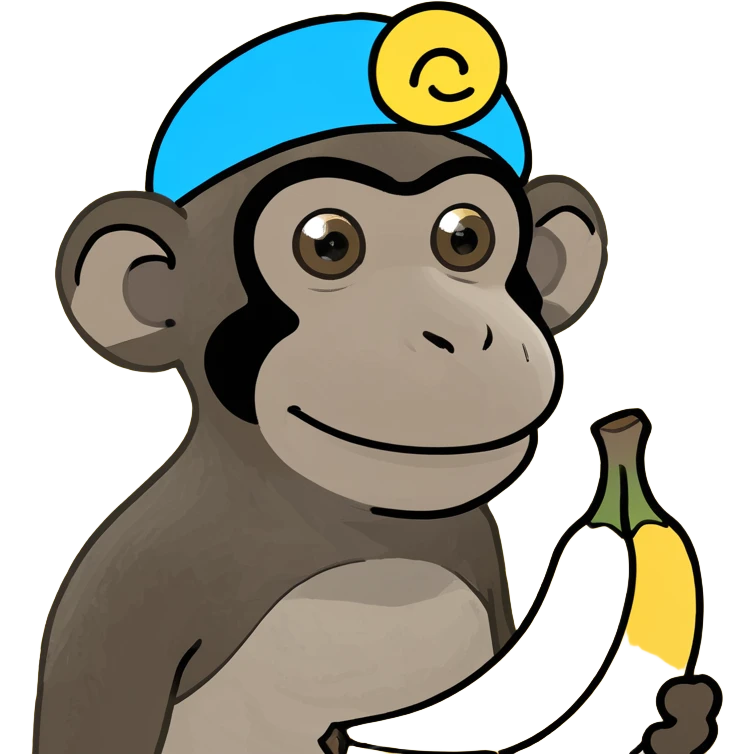 Monkey with banana hat emoji