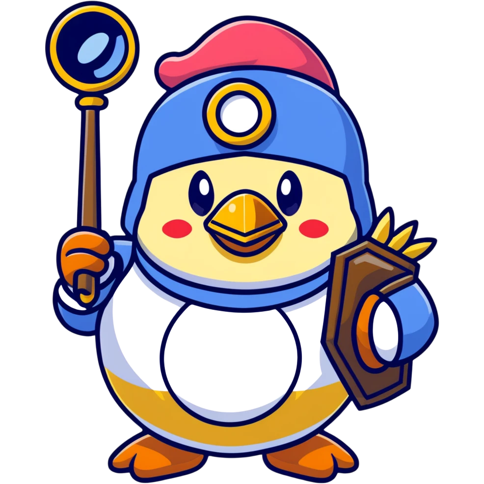 King Dedede from Kirby dressed as a detective, holding a magnifying glass, cartoon style emoji