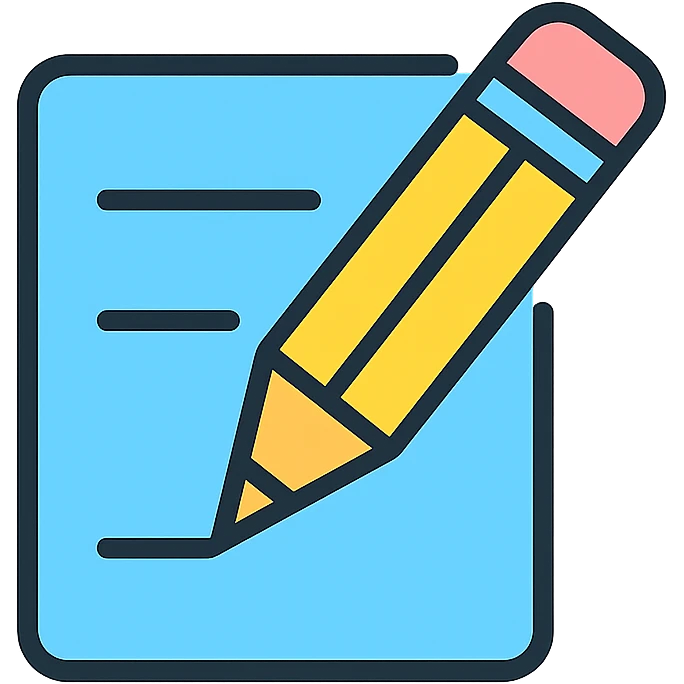 pencil writing on paper, minimal color icon style emoji