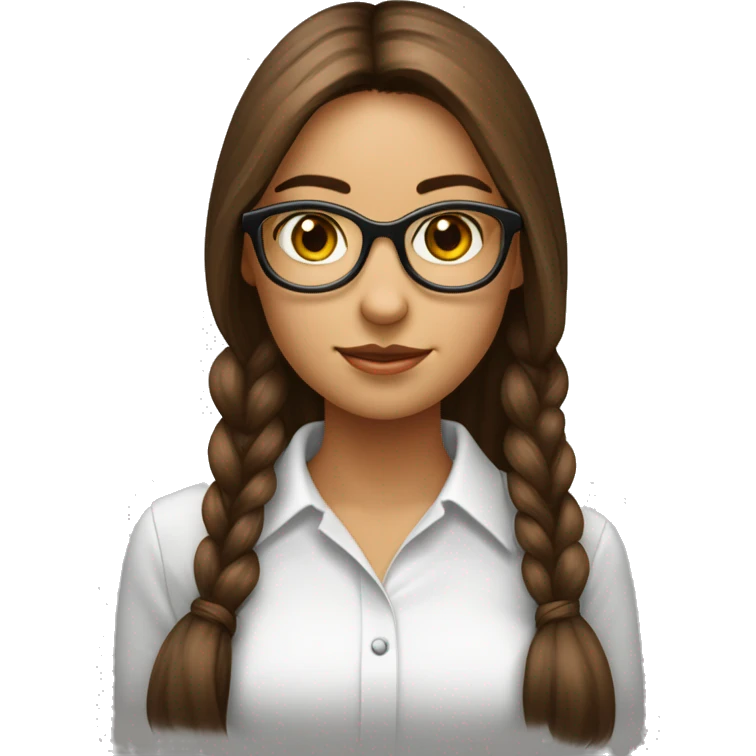 Fille chatain cheveux longs lunettes ronde noire yeux marrons emoji