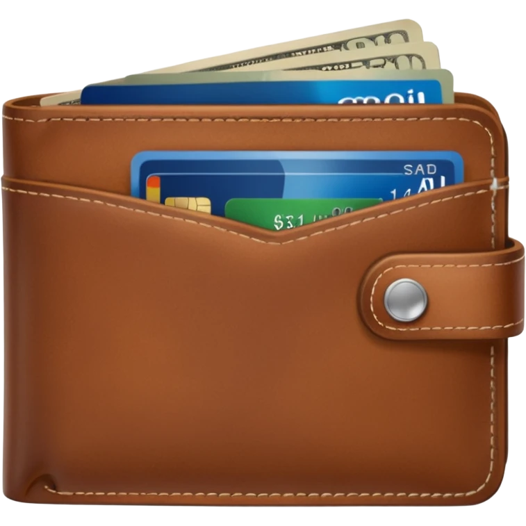 portefeuille marron avec quelques billets et carte bancaire emoji