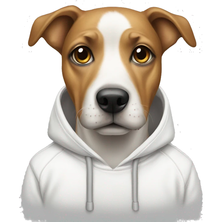 dog wearing white hoodie emoji