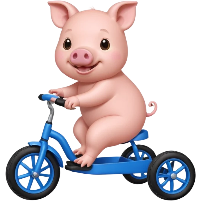 smiling pig riding a blue tricycle emoji