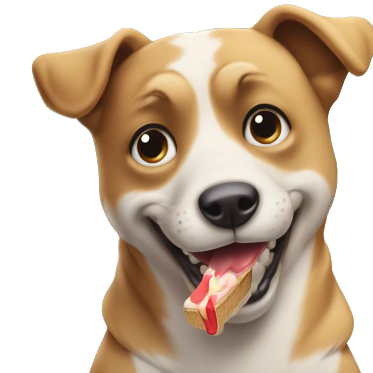 Perro comiendo un helado en el parque  emoji