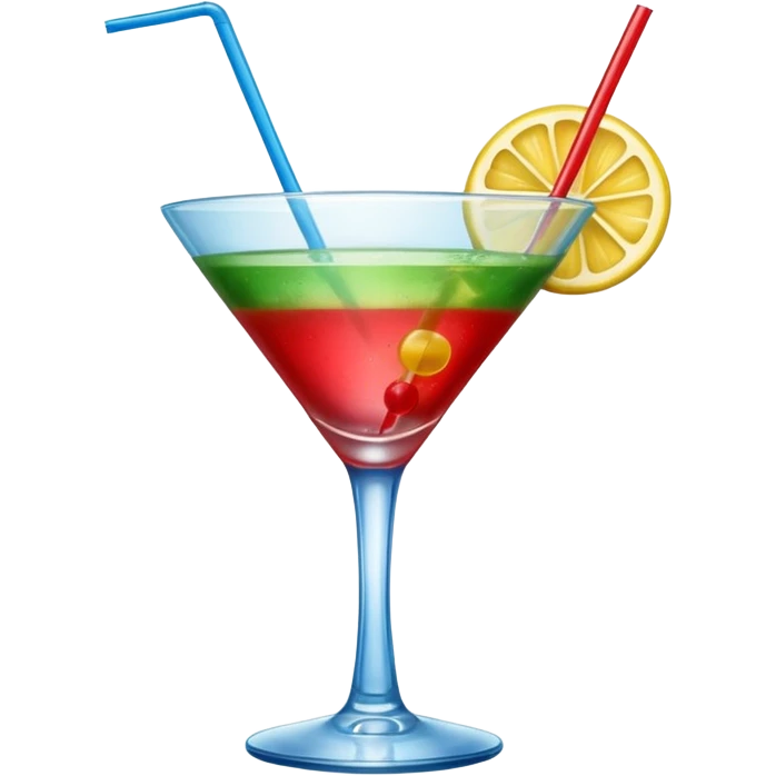 Create two emoji of clear red blended yellow cocktail, cheers with blue blended green cocktail, without any fruit, without skewers, without tube emoji