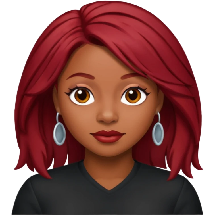LaTavia Robeson with dark red hair emoji