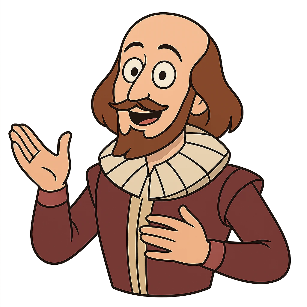 Shakespeare in flat toon style emoji