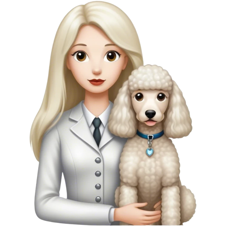 White Standard Poodle and Straight long hair Women emoji
