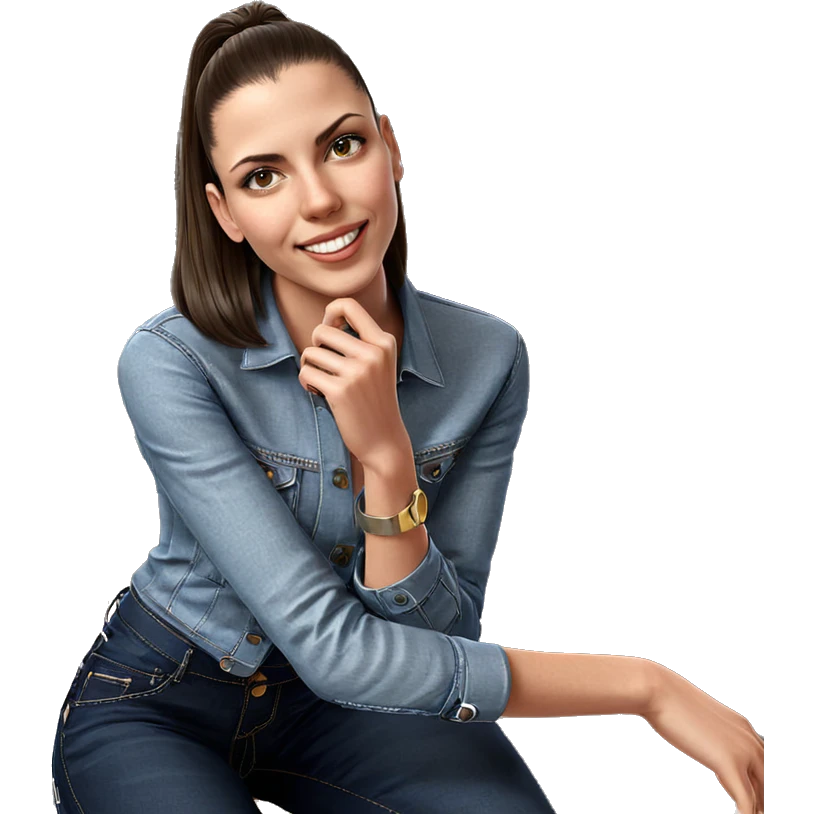 smiling girl in denim outfit emoji