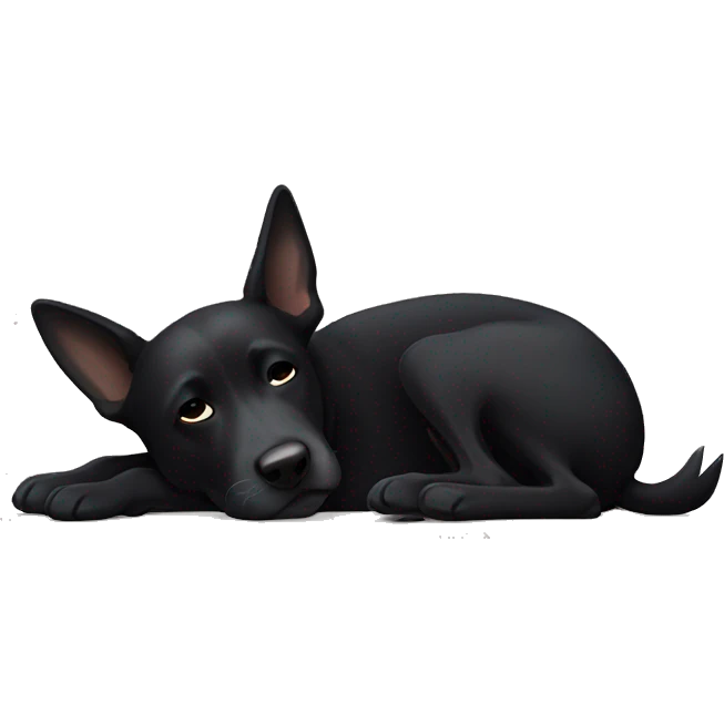 Black dog with pointy ears sleeping emoji