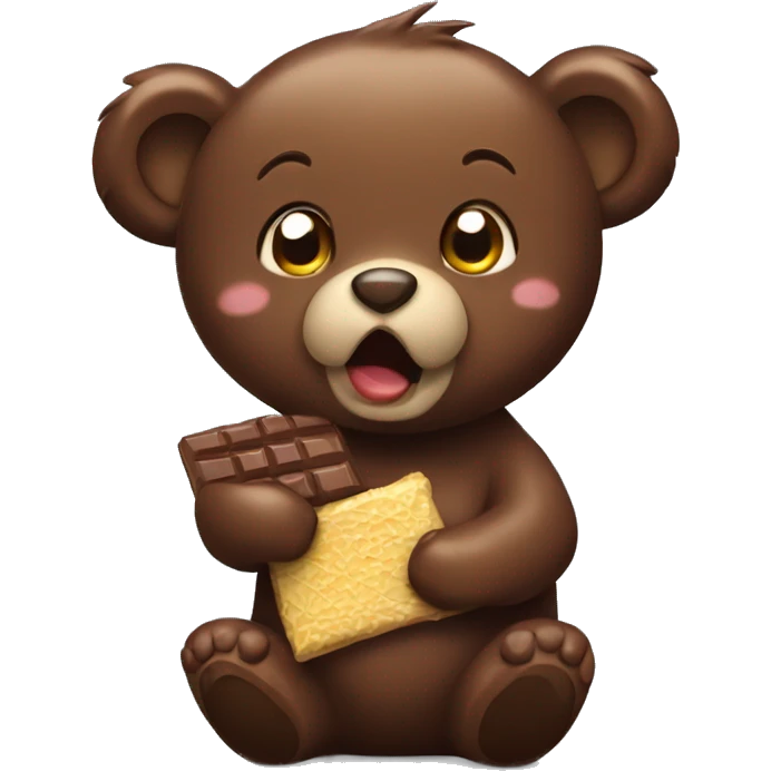 Bear eating chocolate emoji