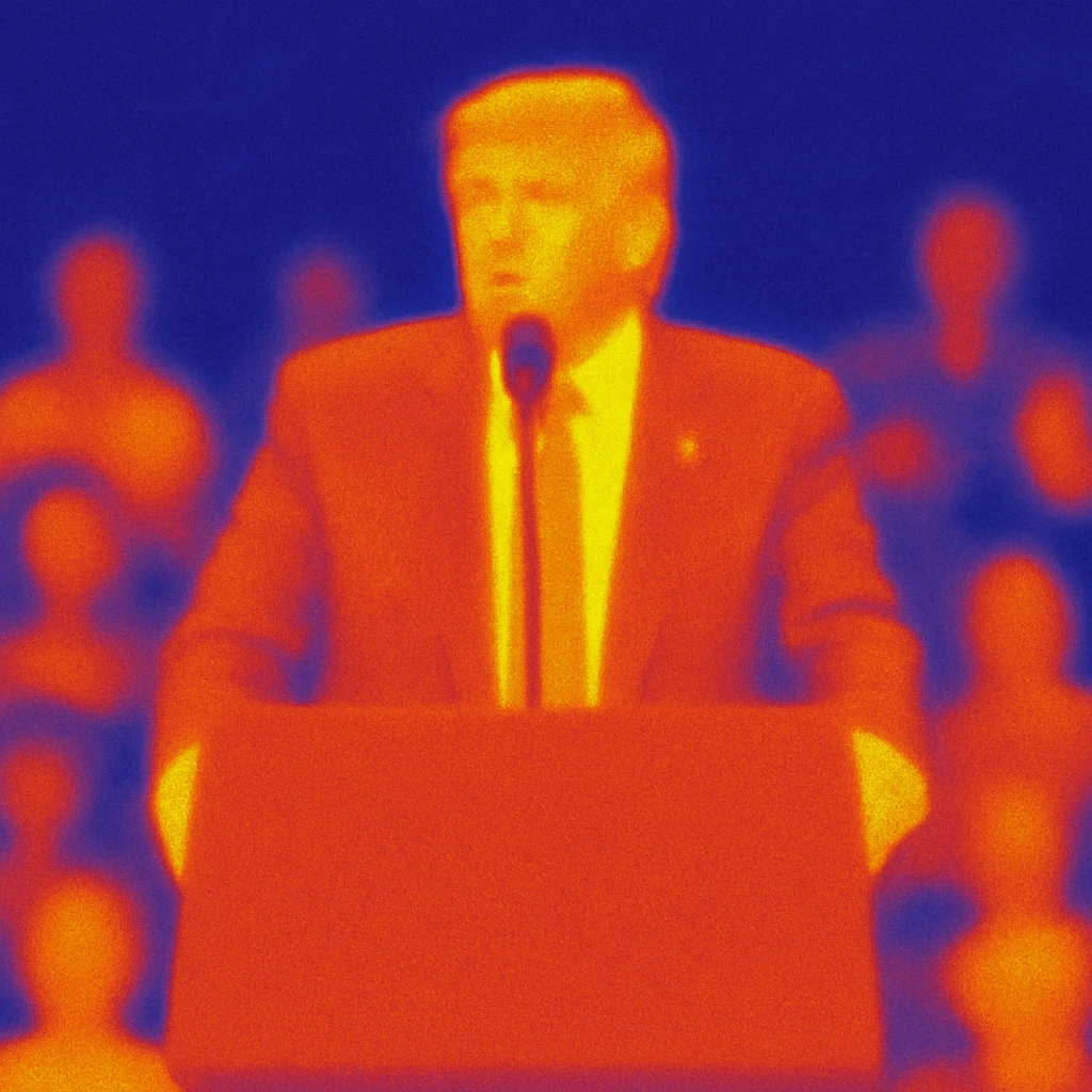 Donald Trump speaking at a rally emoji