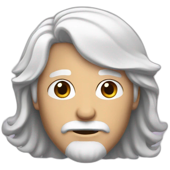 Man with long white hair, he has brown beard emoji