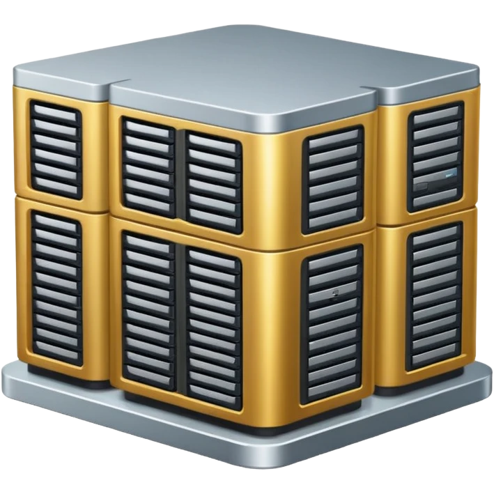central server surrounded by several small servers, web hosting agency plan emoji