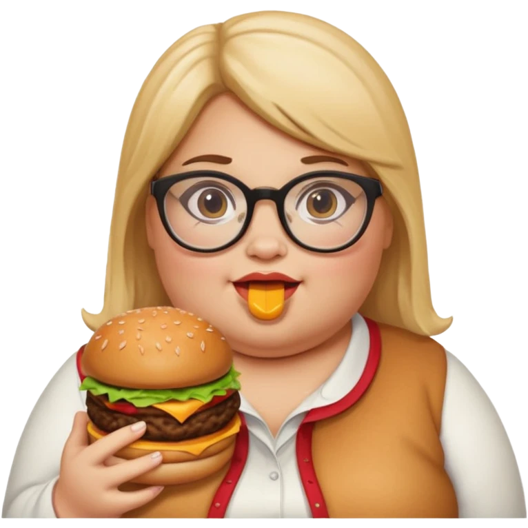 fat girl with glasses eating buger emoji