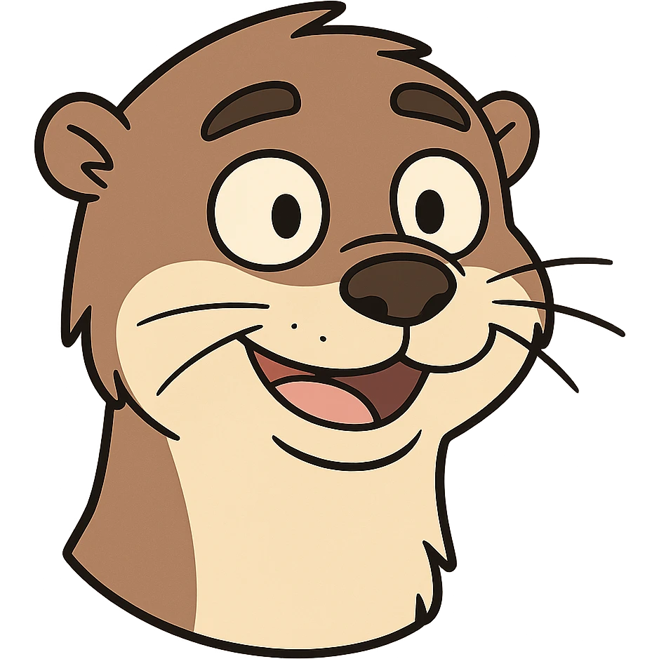 cute otter head, cartoon style, solid color background emoji