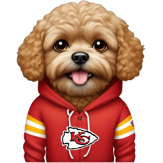 Red Shipoo dog in Kansas City chiefs hoodie emoji