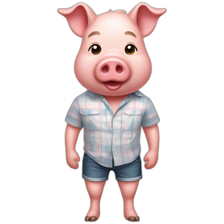 pig with a shirt and shorts emoji