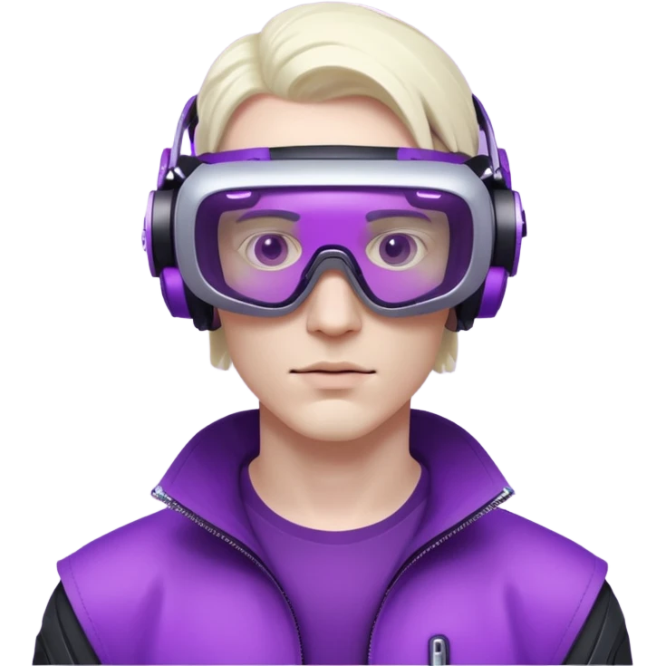 Cyberpunk man fappy head 3d puruple cyber VR -glasses only head emoji