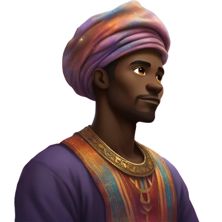african man in galaxy emoji