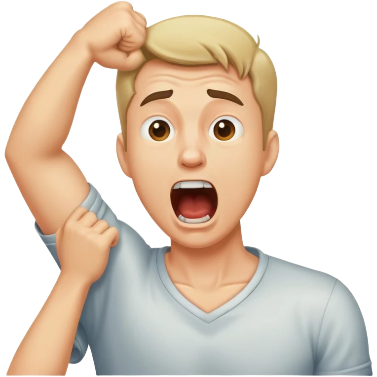 Guy grabbing neck yelling emoji