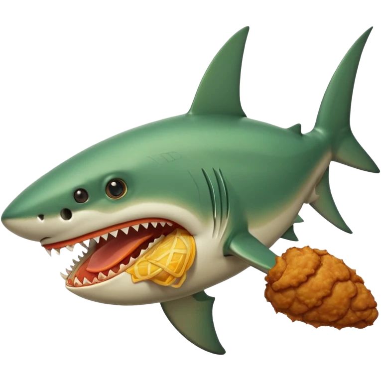 green shark with fried chicken leg in emoji