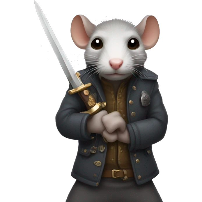 no jacket, grumpy rat holding a dagger emoji