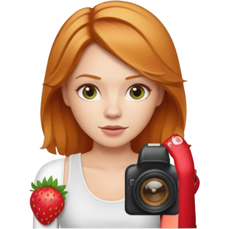 Strawberry blonde photographer wearing white tank emoji